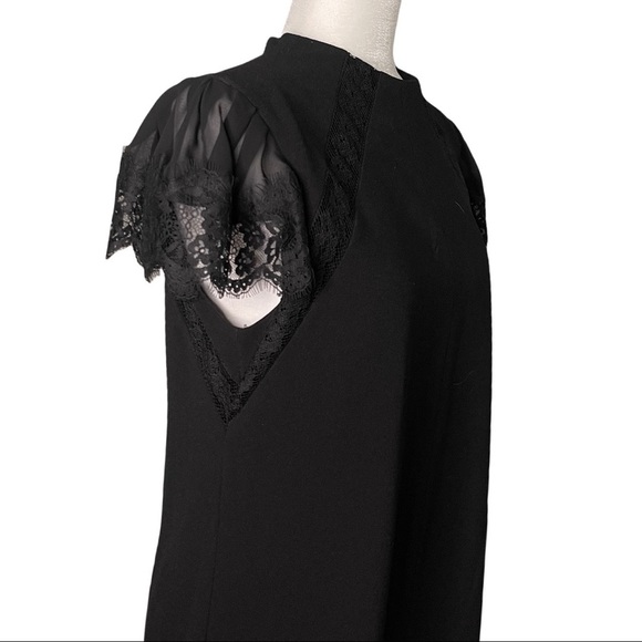 Nanette Lepore Size 10 Sheer Sleeved Fit and Flare Little Black Dress - Picture 6 of 14